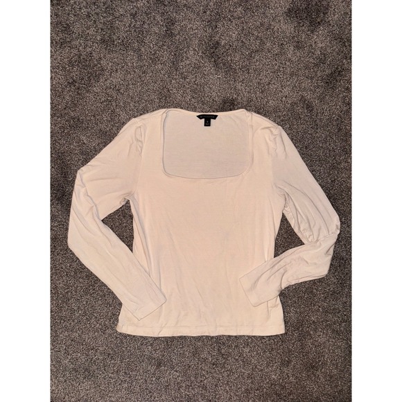 Banana Republic Women's White Square‎ Neck Long Sleeve Top - Picture 2 of 9